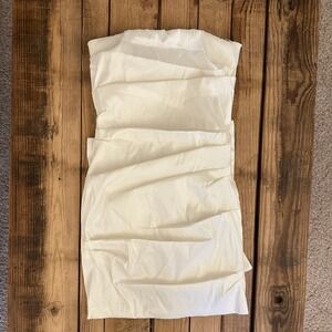 NWT Allison & Kelly White‎ Strapless Ruched Dress Women's Large Bow Detail
